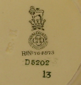 Doulton date number, pattern number and registered design no.